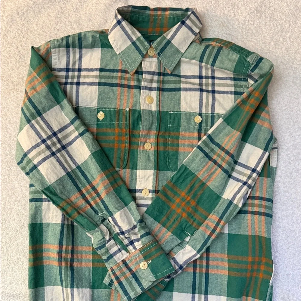GAP Kids Plaid Button Down Shirt Hunter Palisade New Algae Green
